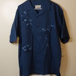 Retrofit Men's Navy Blue Short-Sleeve Button-Up Shirt